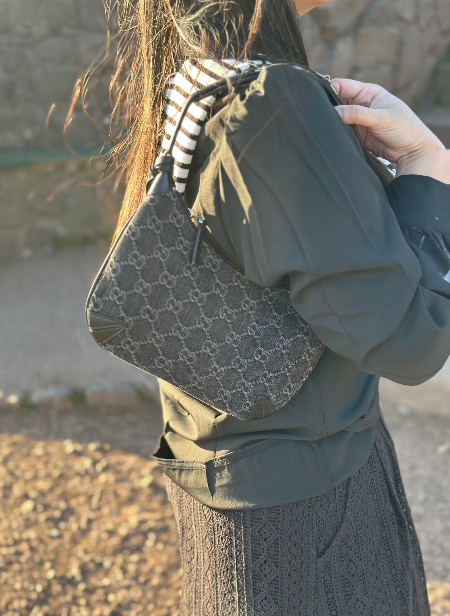 Monogram hobo shoulder bag