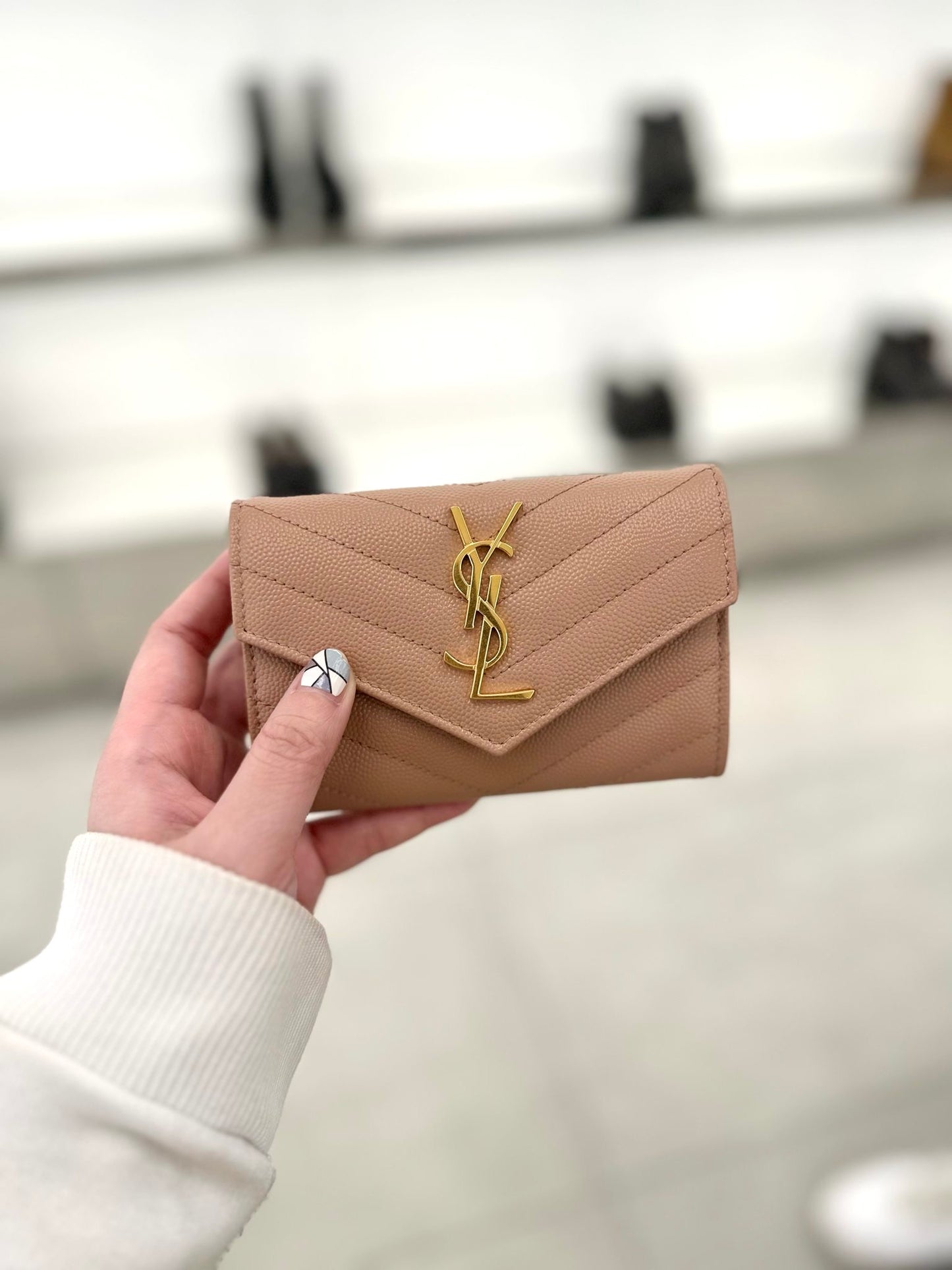 Ysl card holder 奶茶