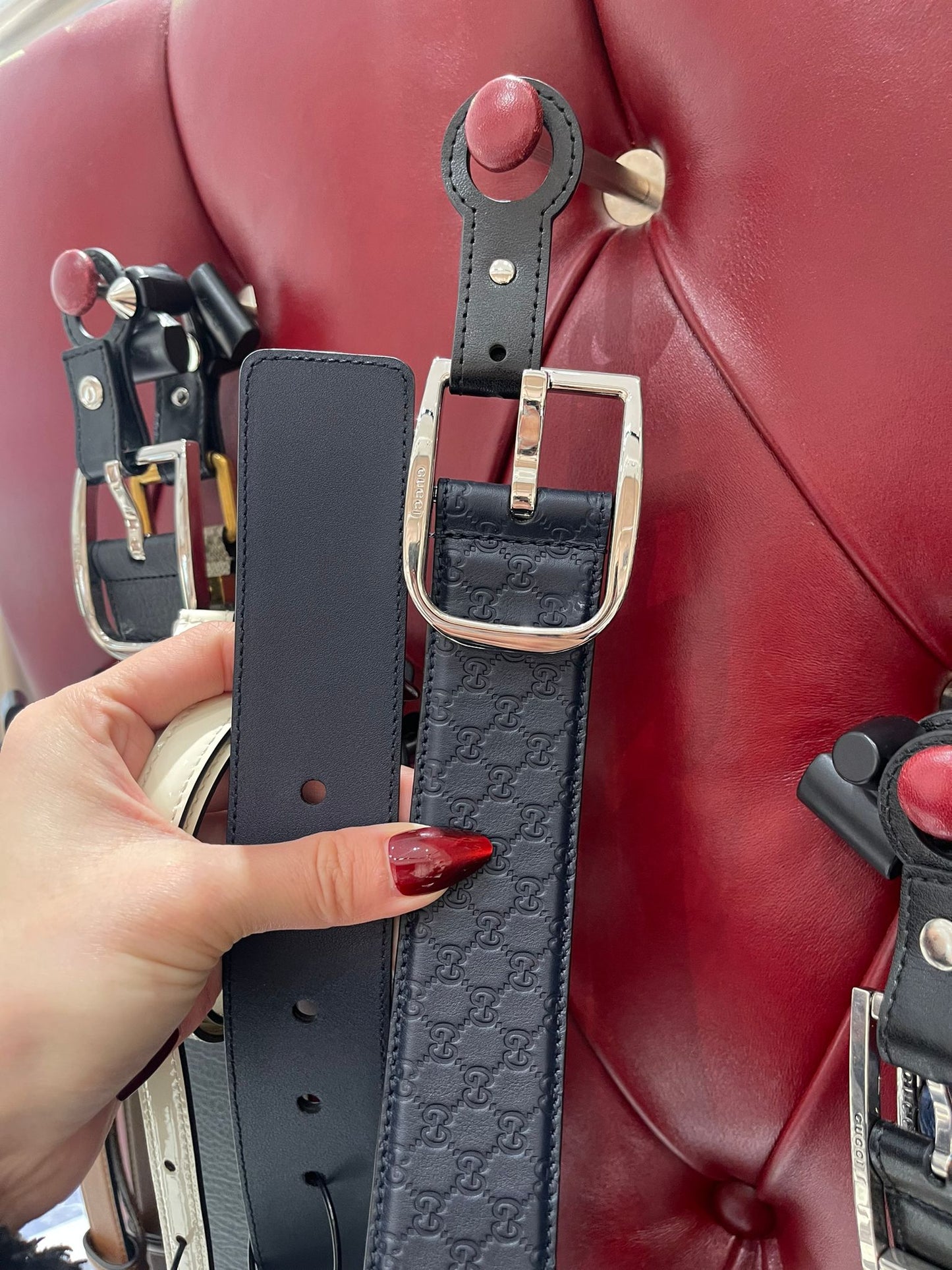 Gucci belt monogram navy 75