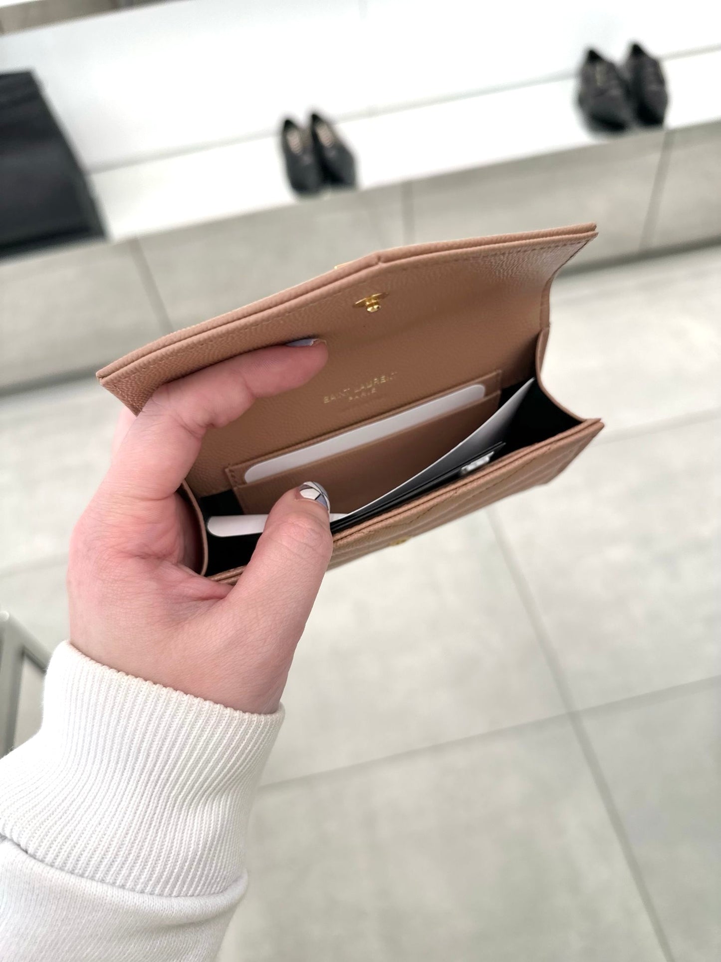 Ysl card holder 奶茶