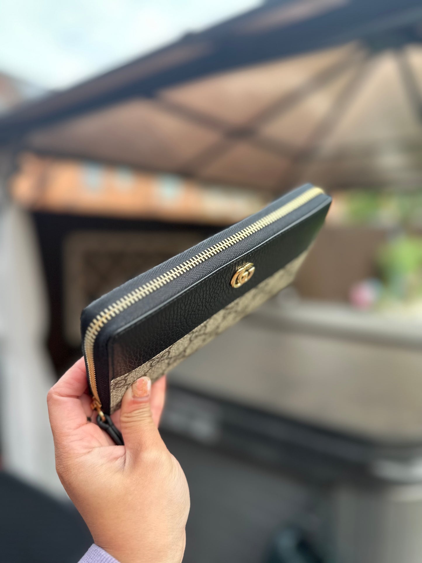 Monogram zipper long wallet