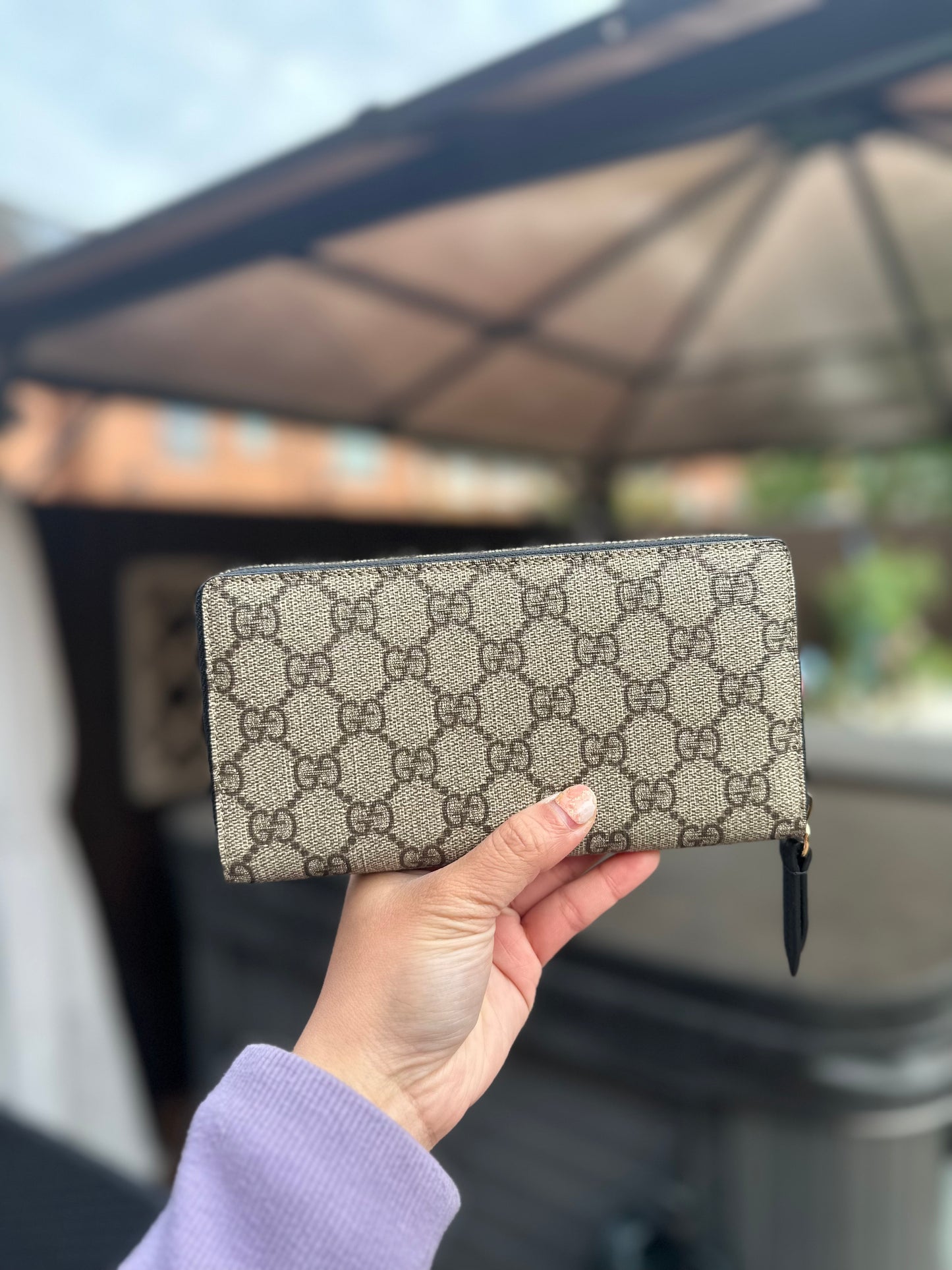 Monogram zipper long wallet