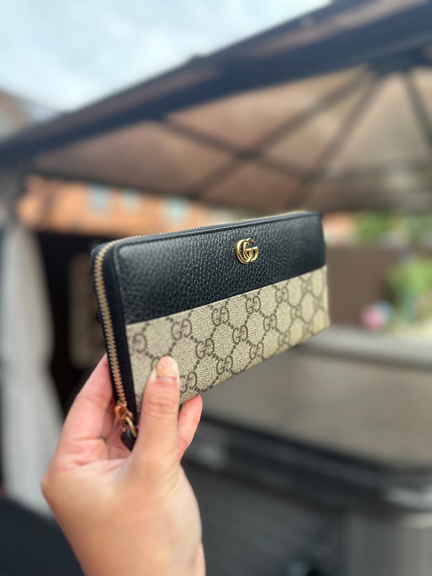 Monogram zipper long wallet