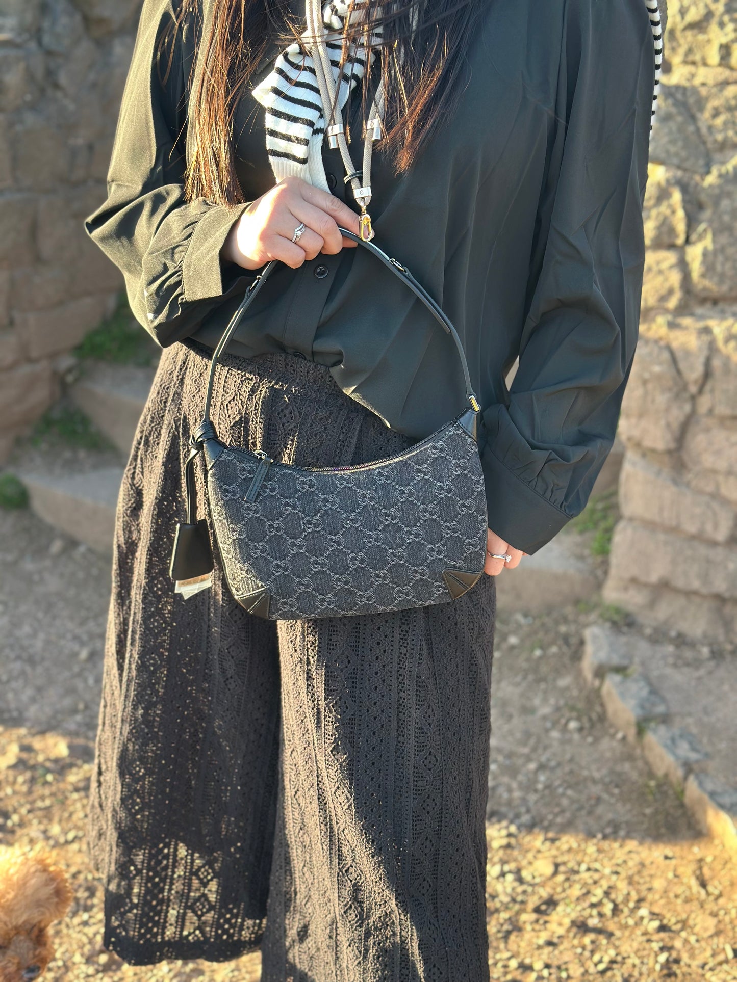 Monogram hobo shoulder bag