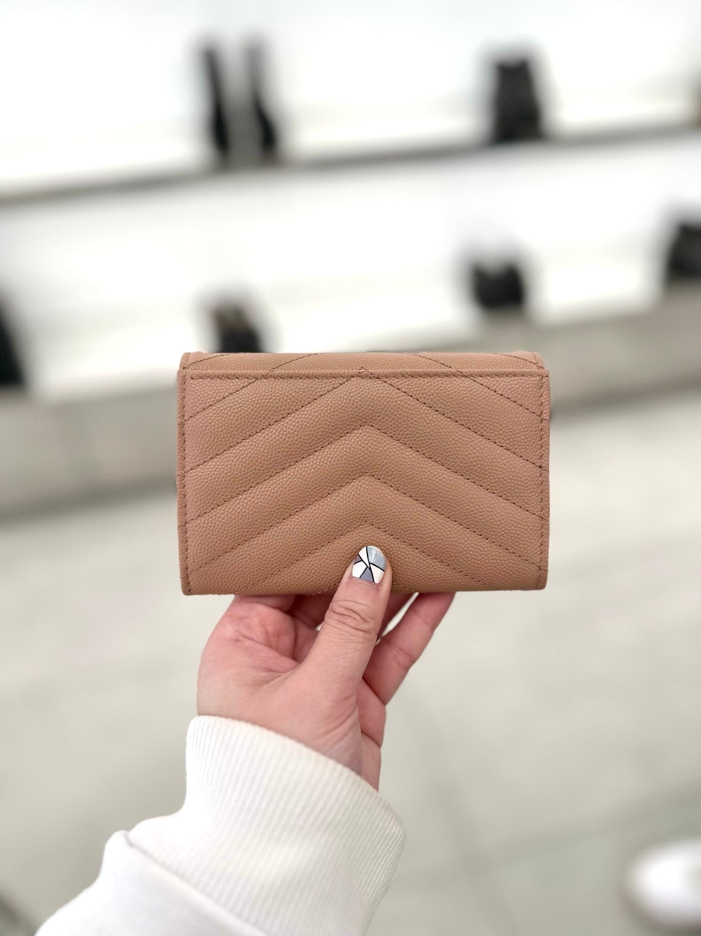 Ysl card holder 奶茶