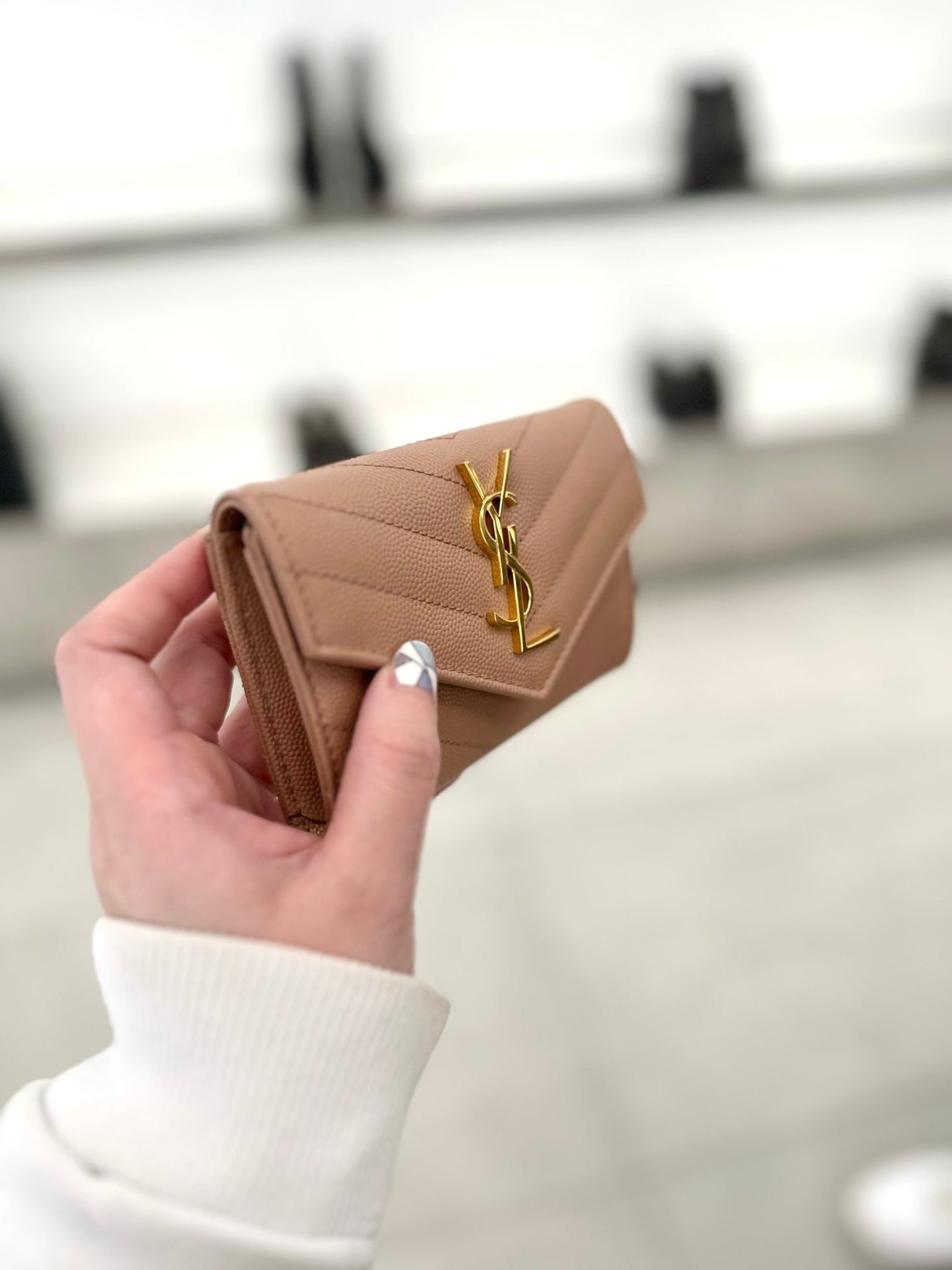 Ysl card holder 奶茶