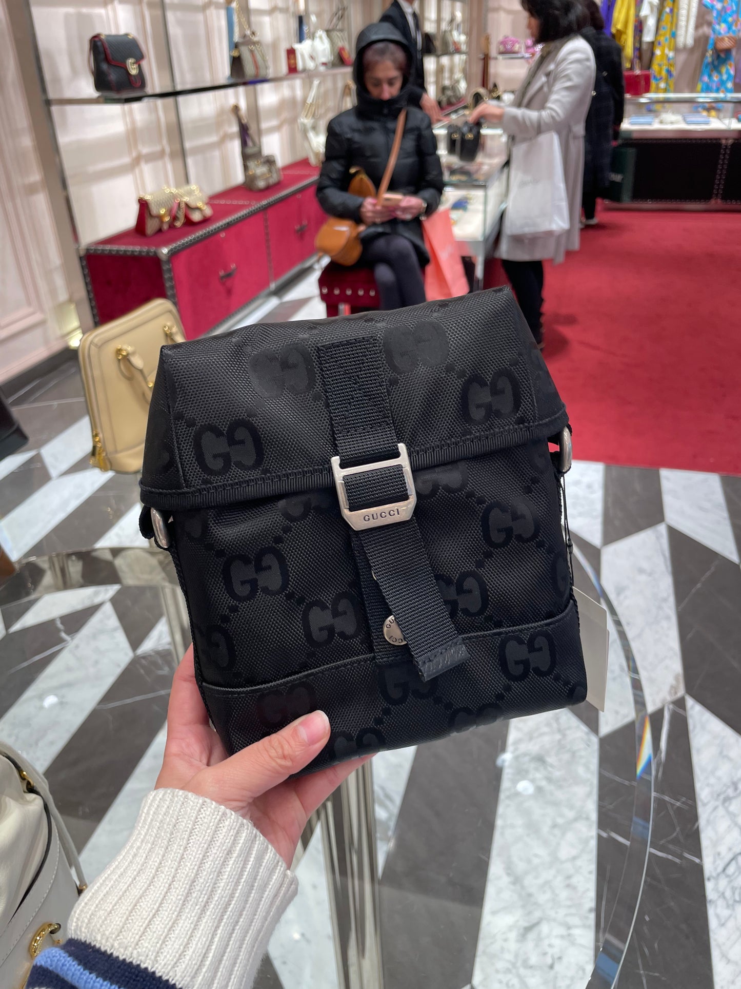 Gg monogram nylon crossbody