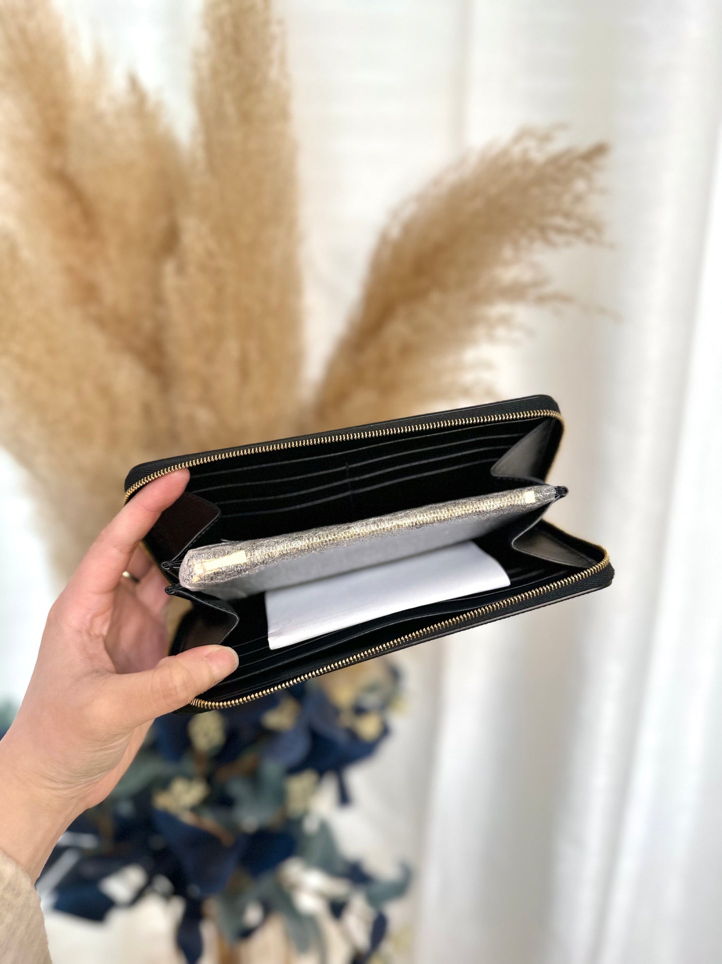 Zipper long wallet black