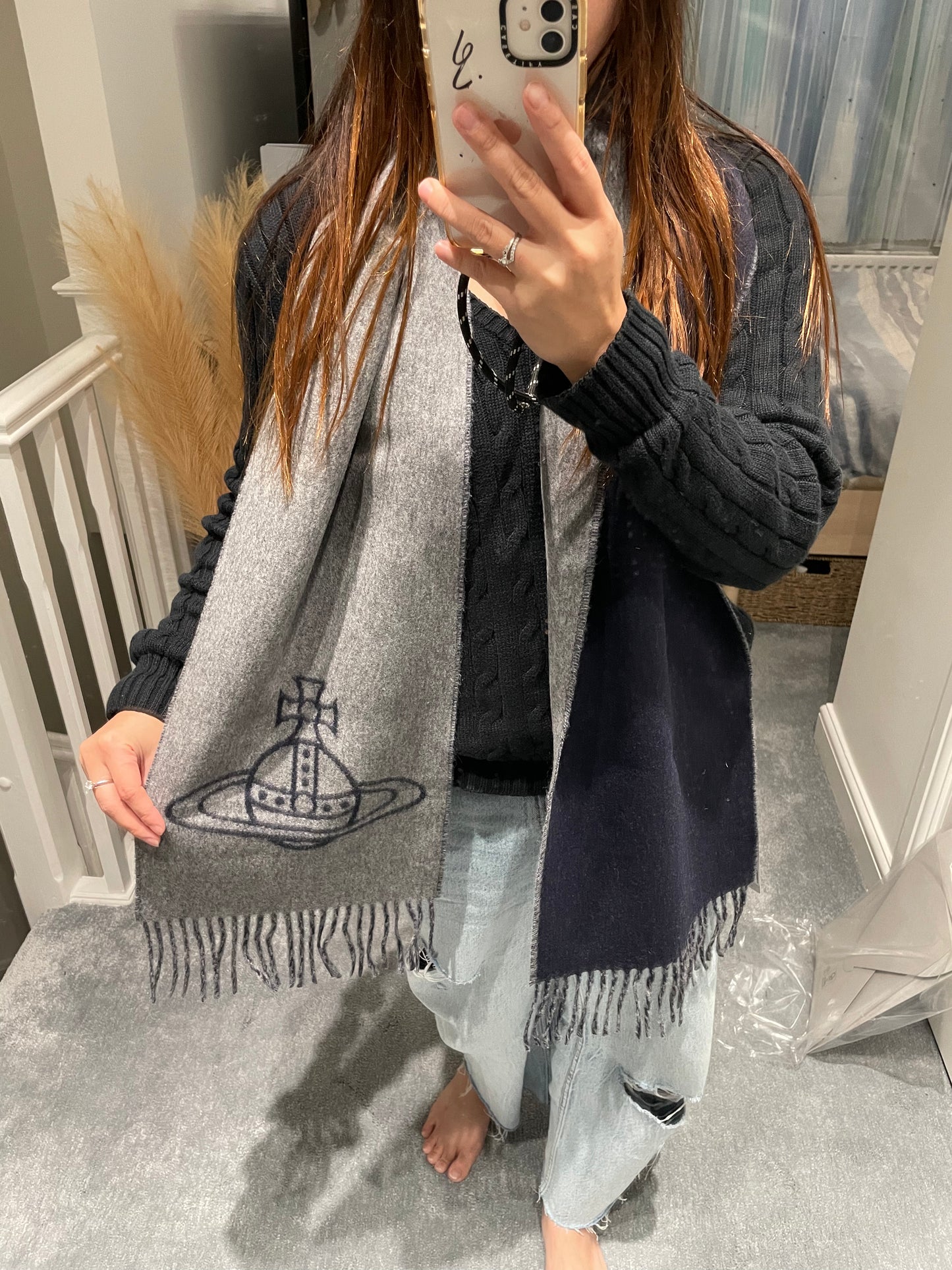 Orb 羊毛scarf拼色雙面