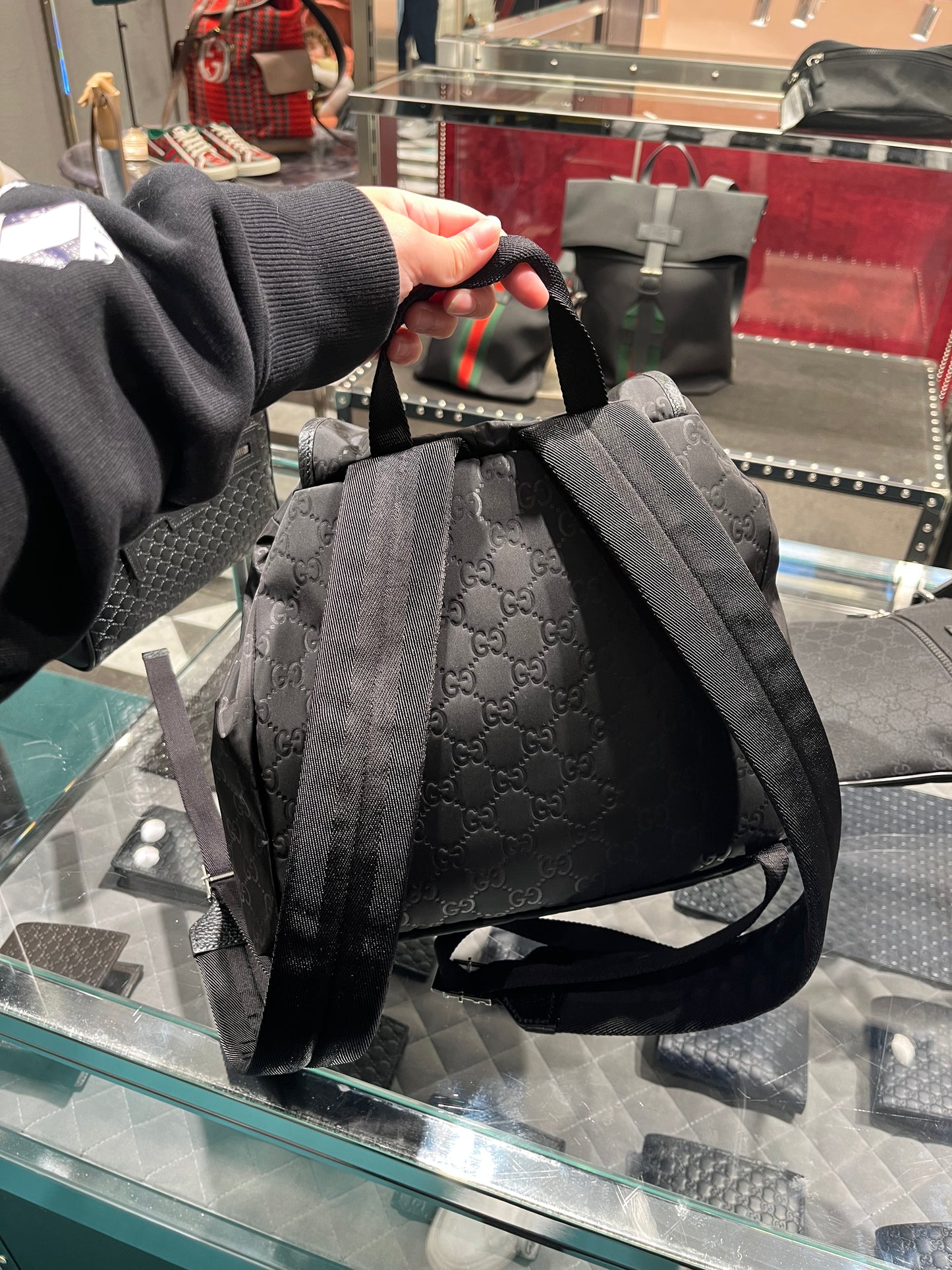 nylon backpack in black monogram