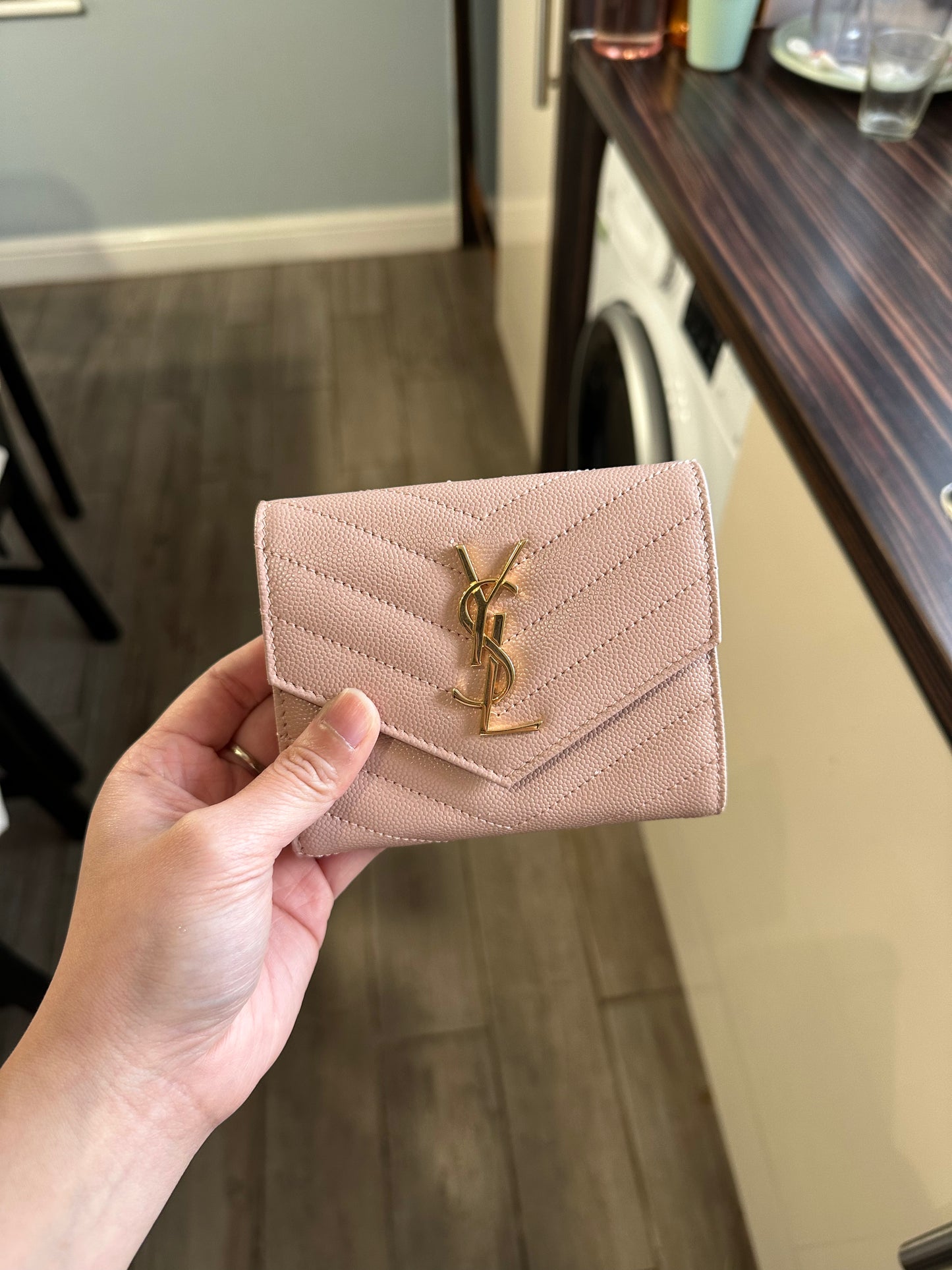 Ysl logo wallet pink