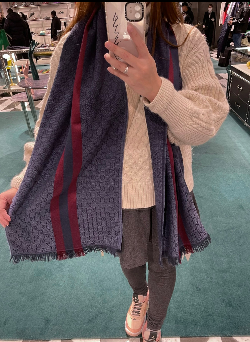 Gg scarf 紅藍間