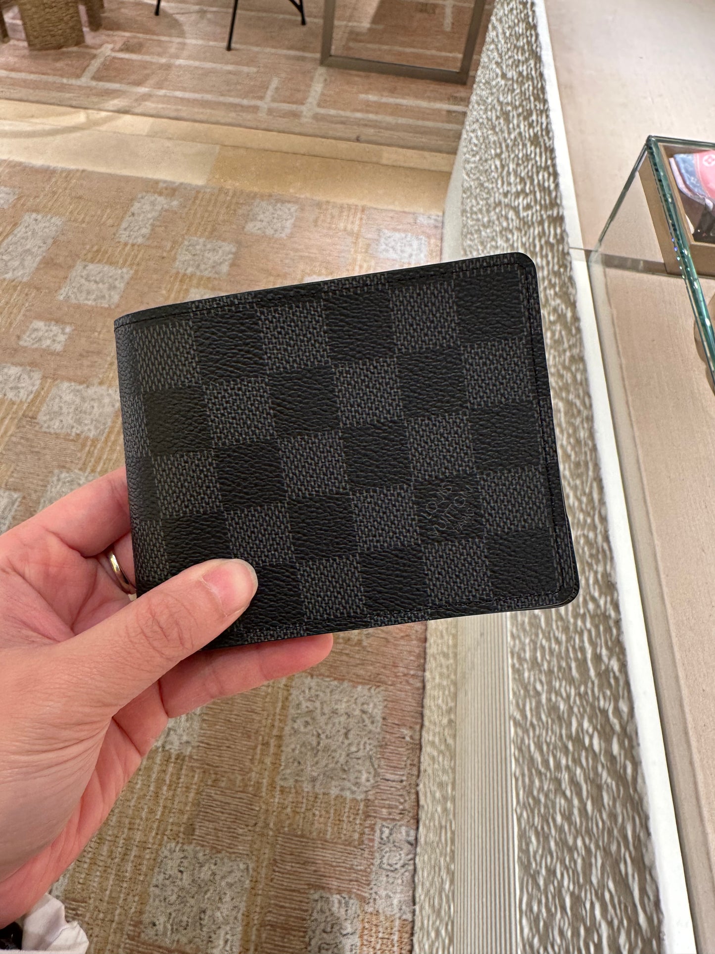 Canvas Slender wallet棋盤黑