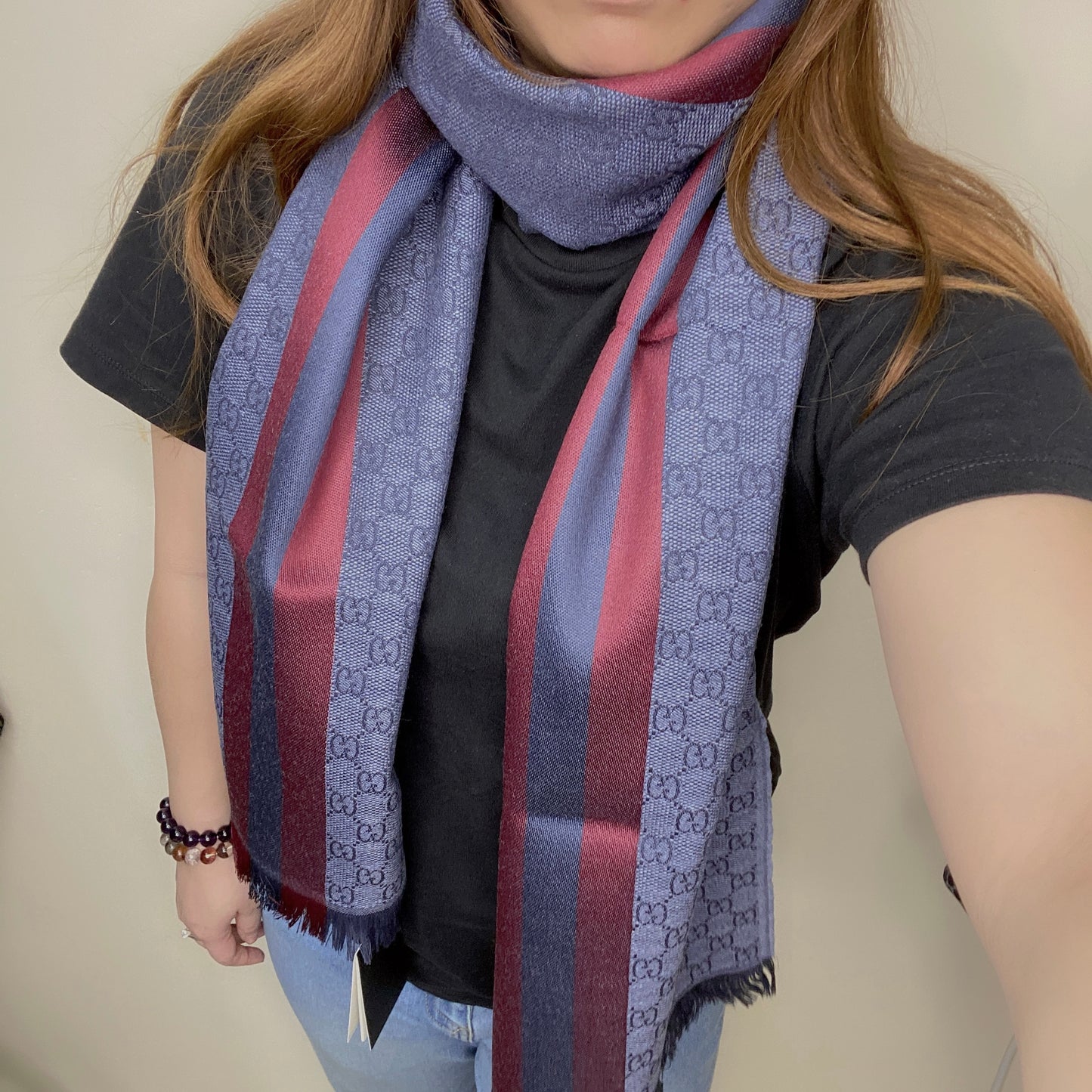 Gg scarf 紅藍間