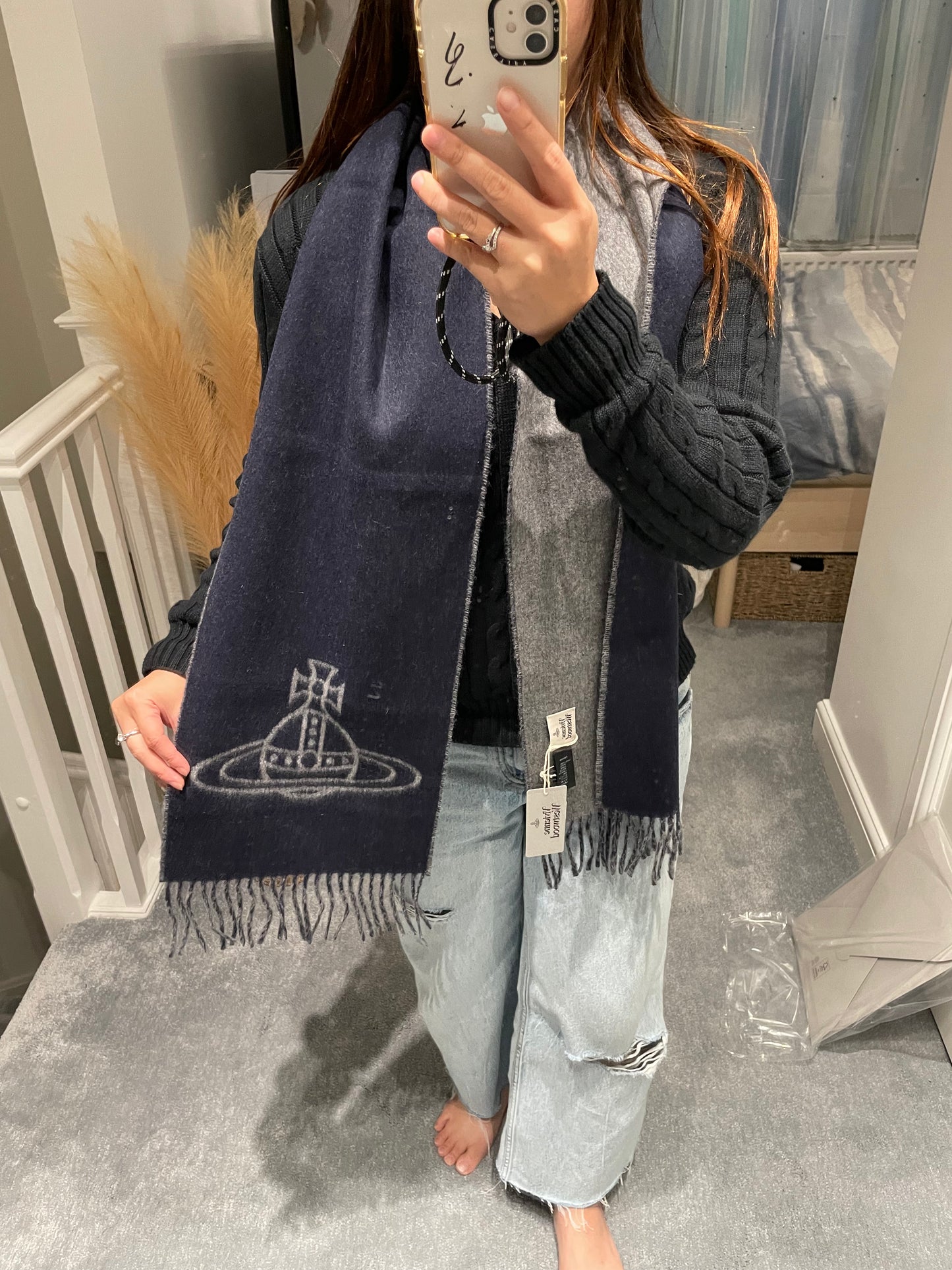 Orb 羊毛scarf拼色雙面