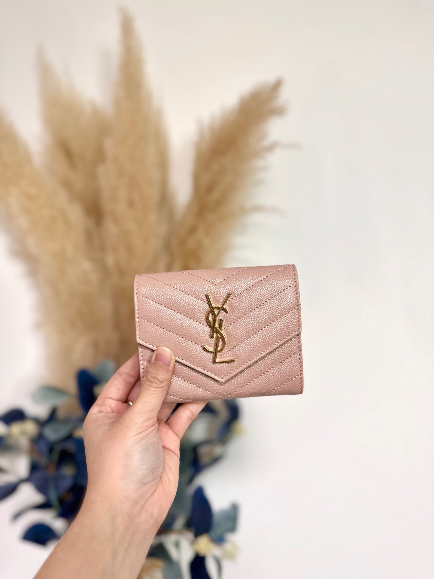 Ysl logo wallet pink