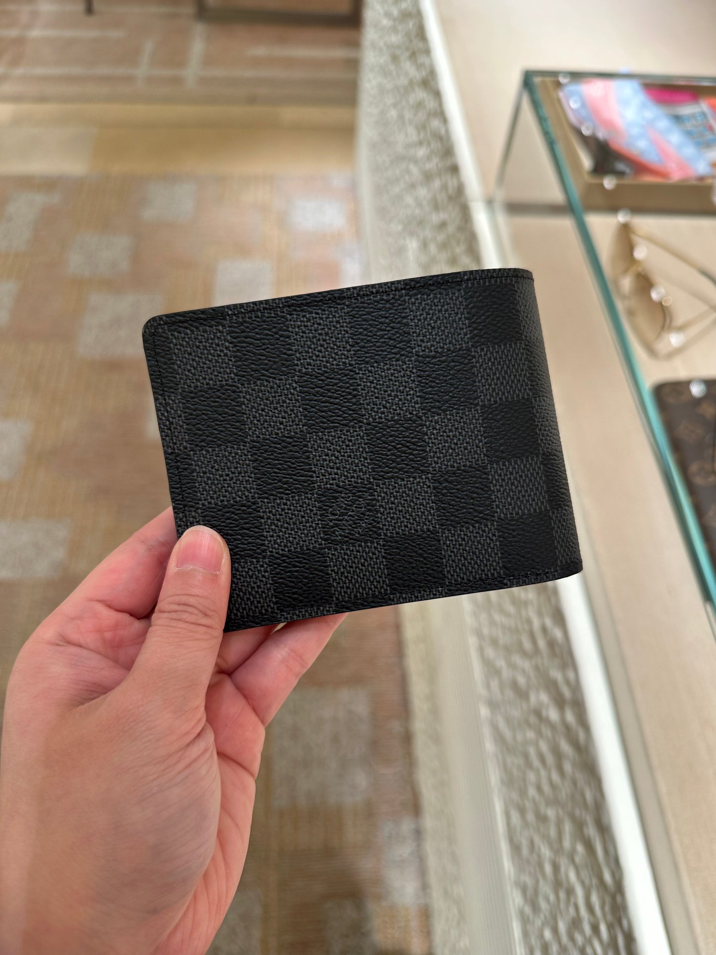 Canvas Slender wallet棋盤黑