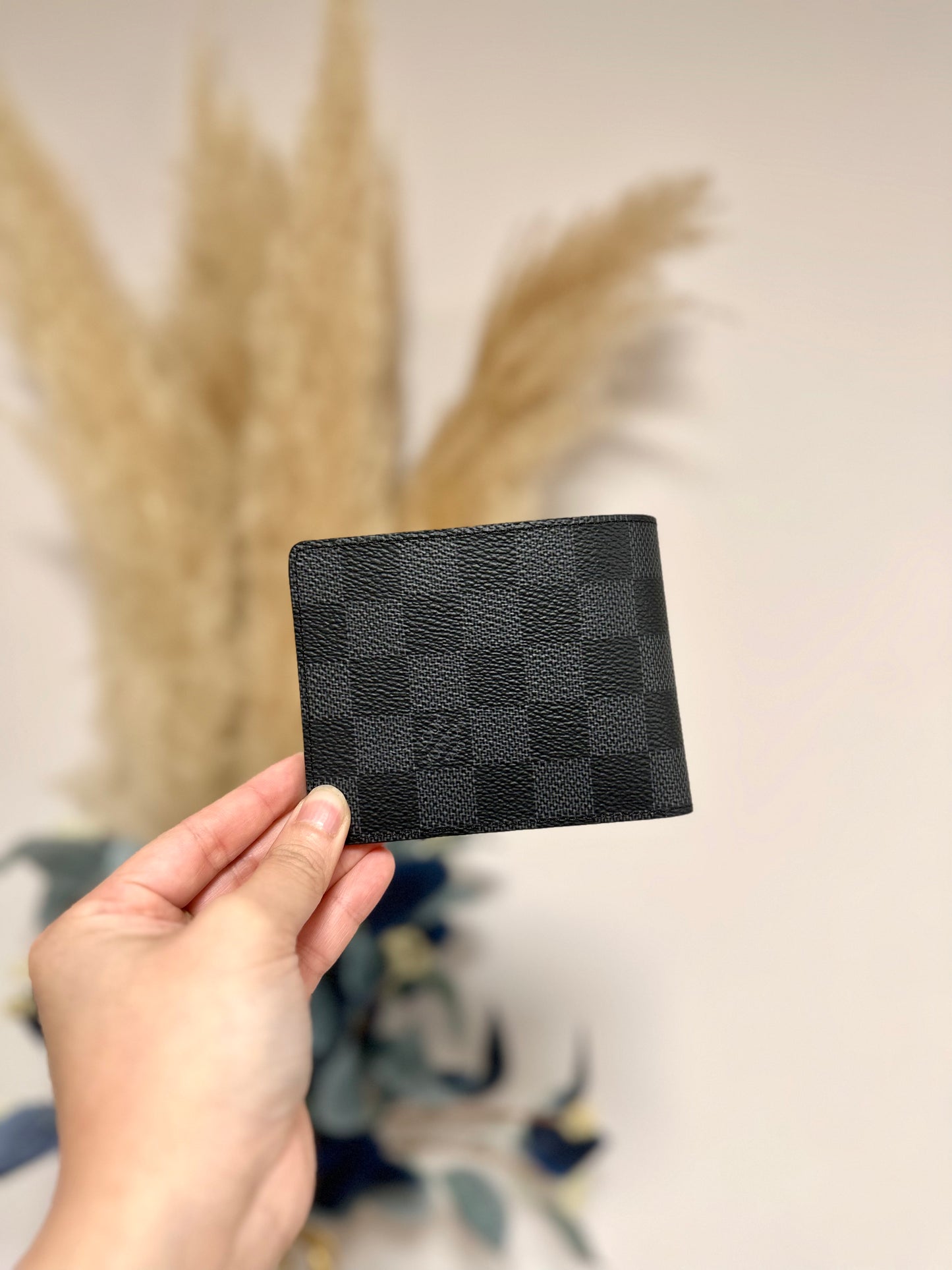 Canvas Slender wallet棋盤黑