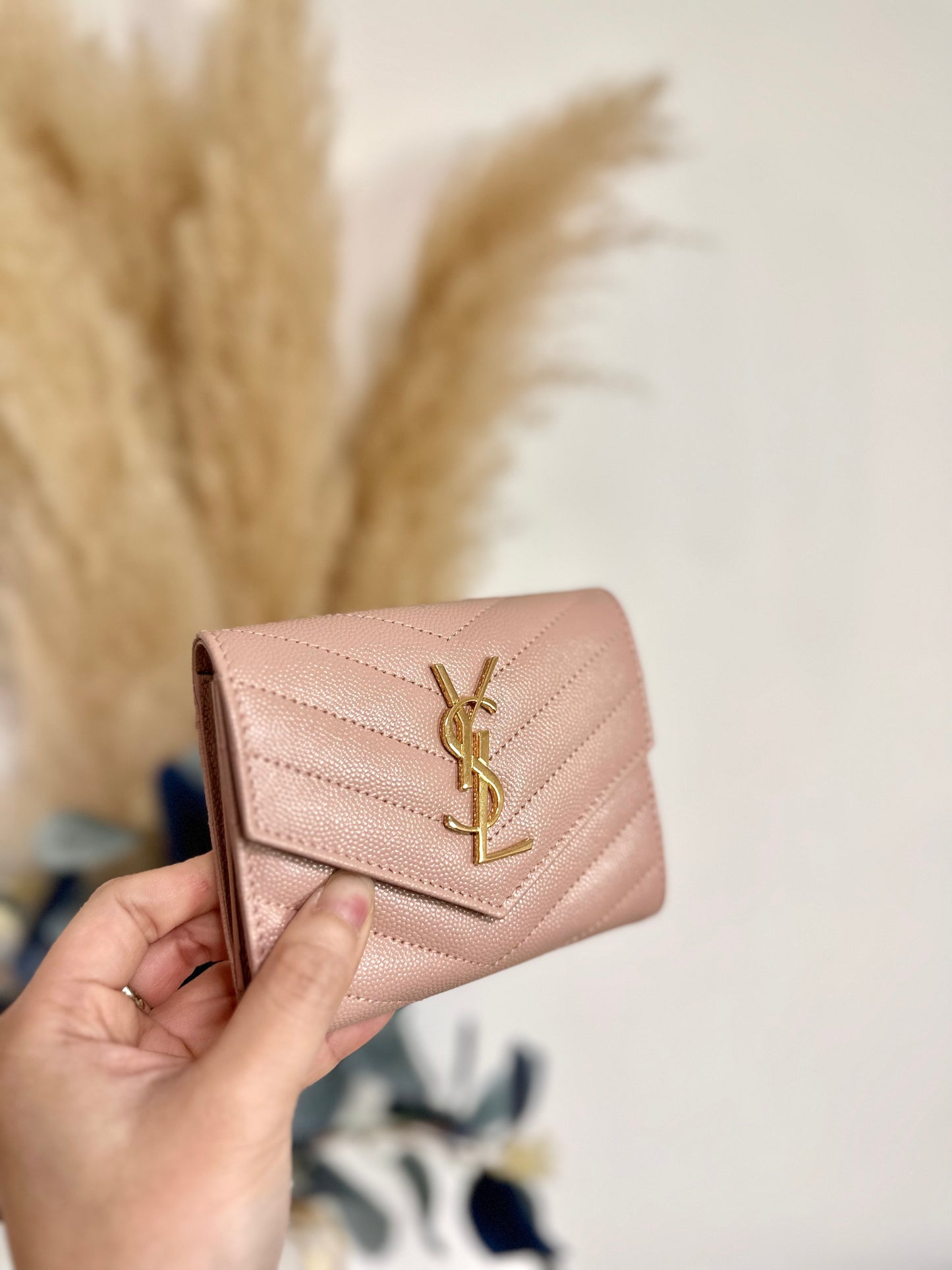 Ysl logo wallet pink