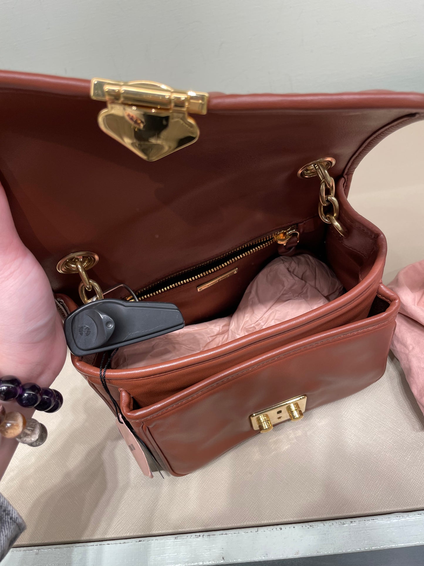 Nylon bucket bag with chain
