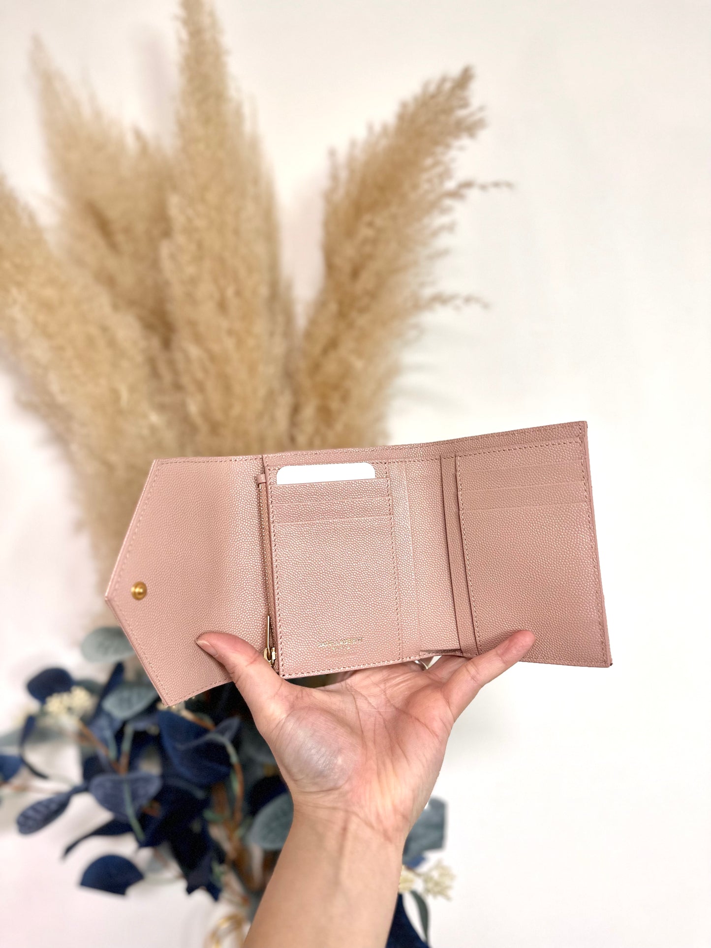 Ysl logo wallet pink
