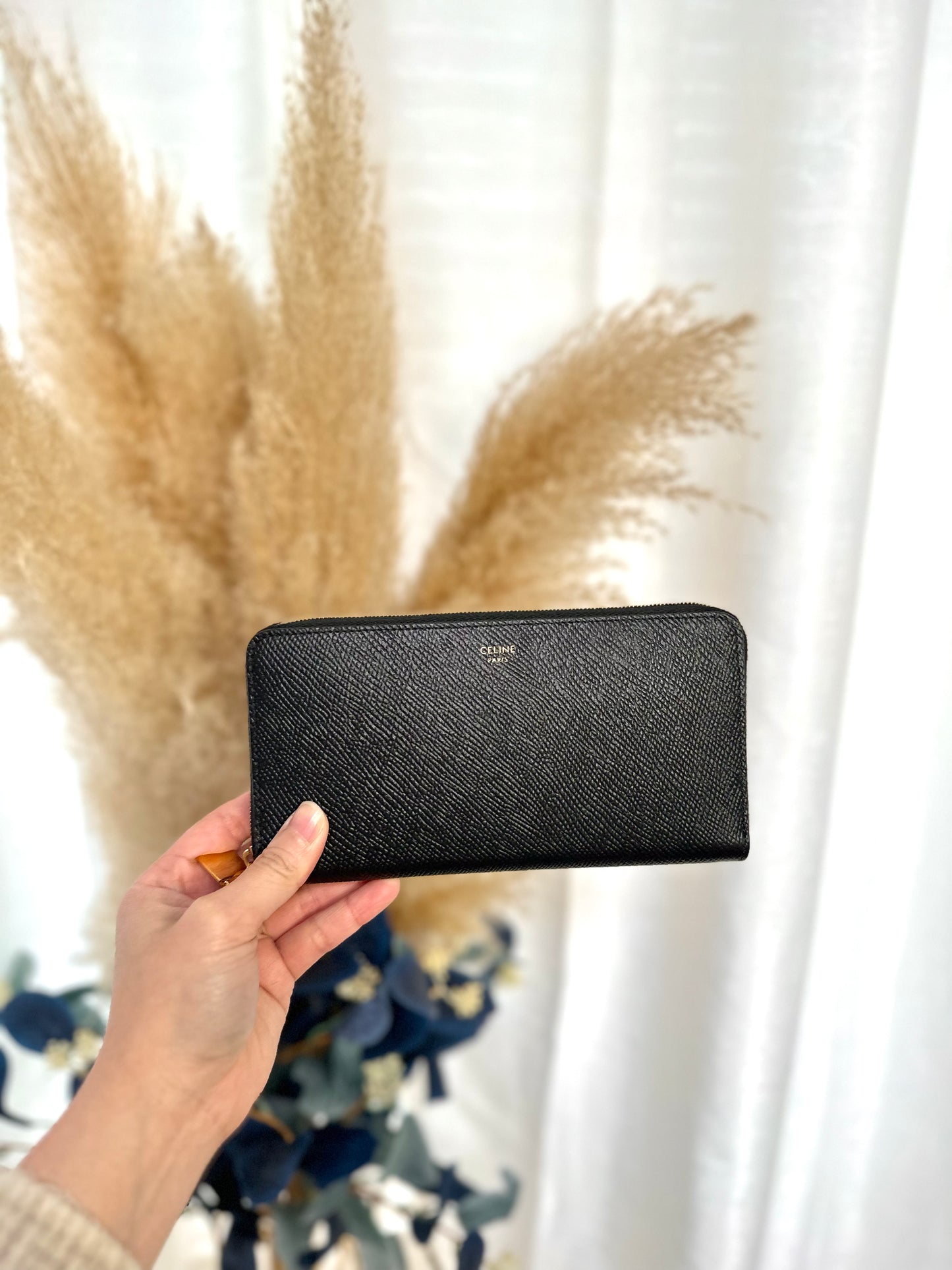 Zipper long wallet black