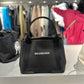 Navy cabas s leather in black