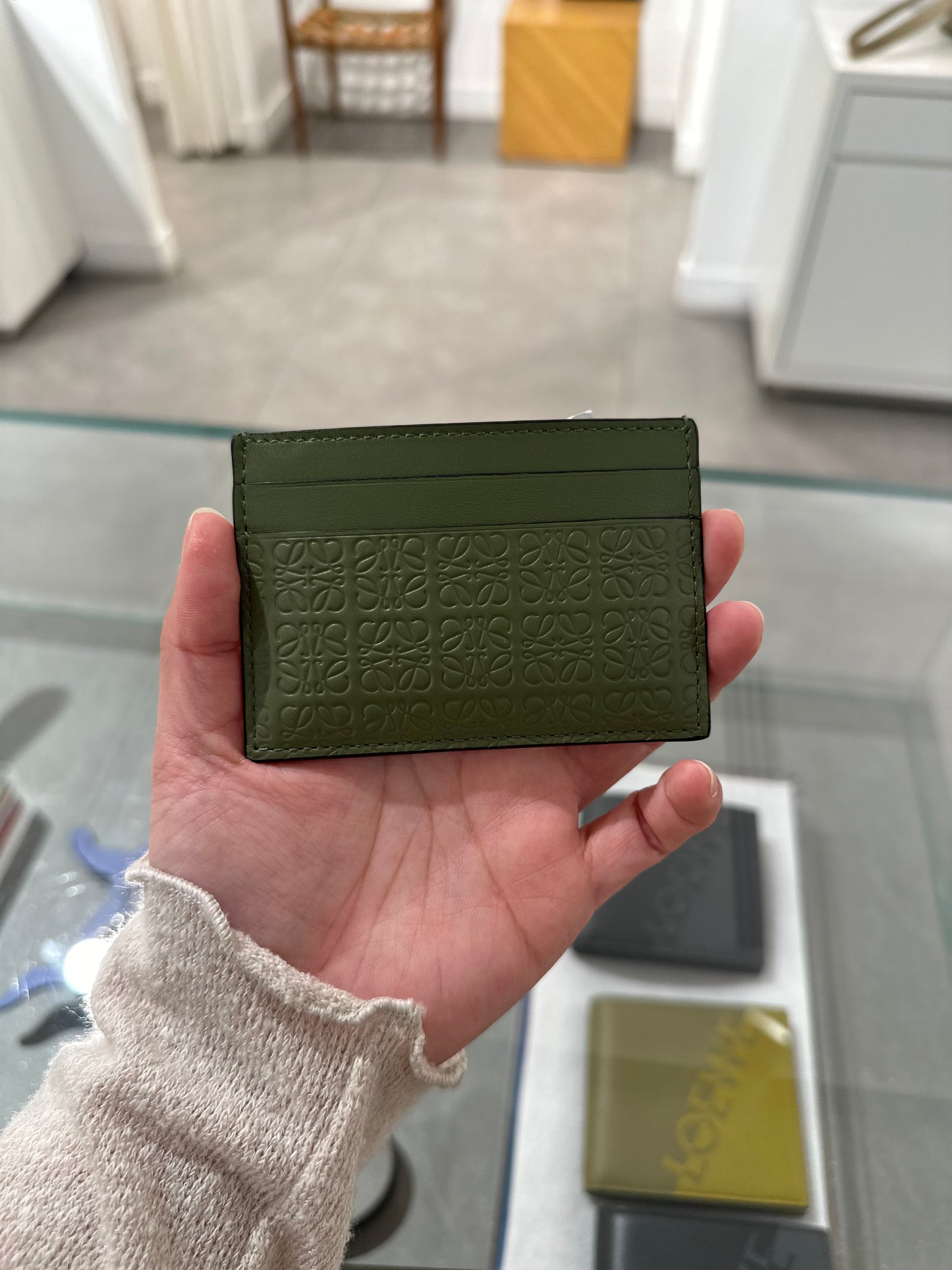 Loewe anagram card holder khaki green