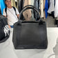 Navy cabas s leather in black