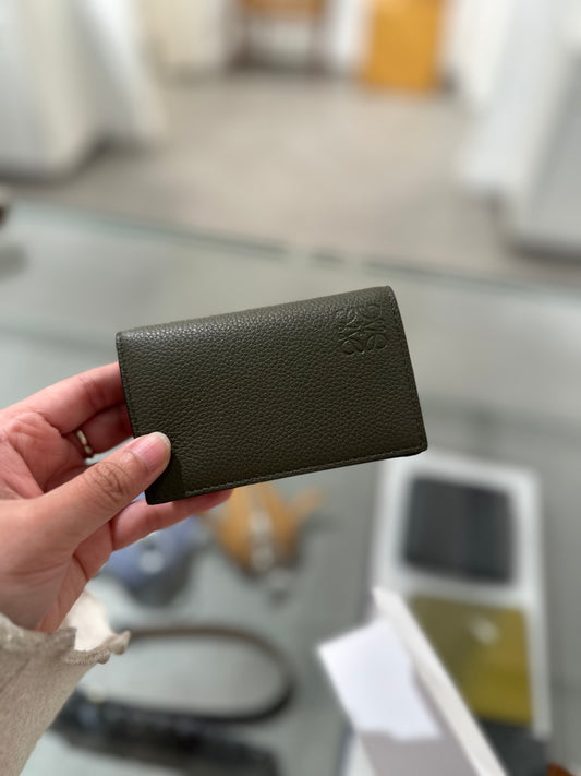 Loewe anagram business card holder khaki green