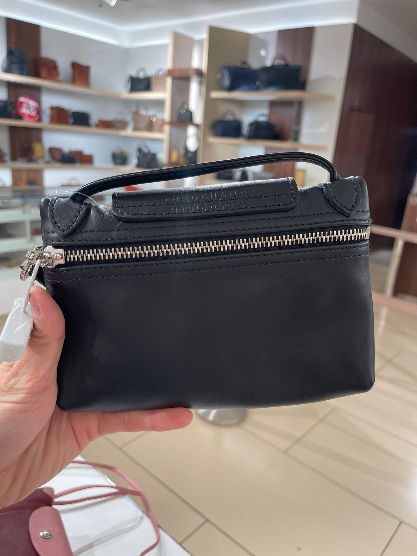 Lonchamp crossbody bag mini black in calfskin