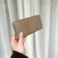 Ysl zipper long wallet大象灰taupe