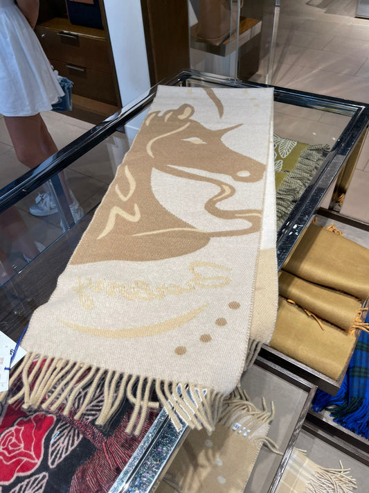 Burburry horse scarf beige cashmere
