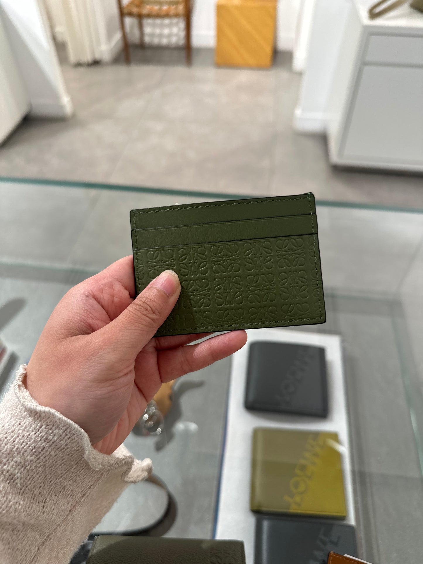 Loewe anagram card holder khaki green