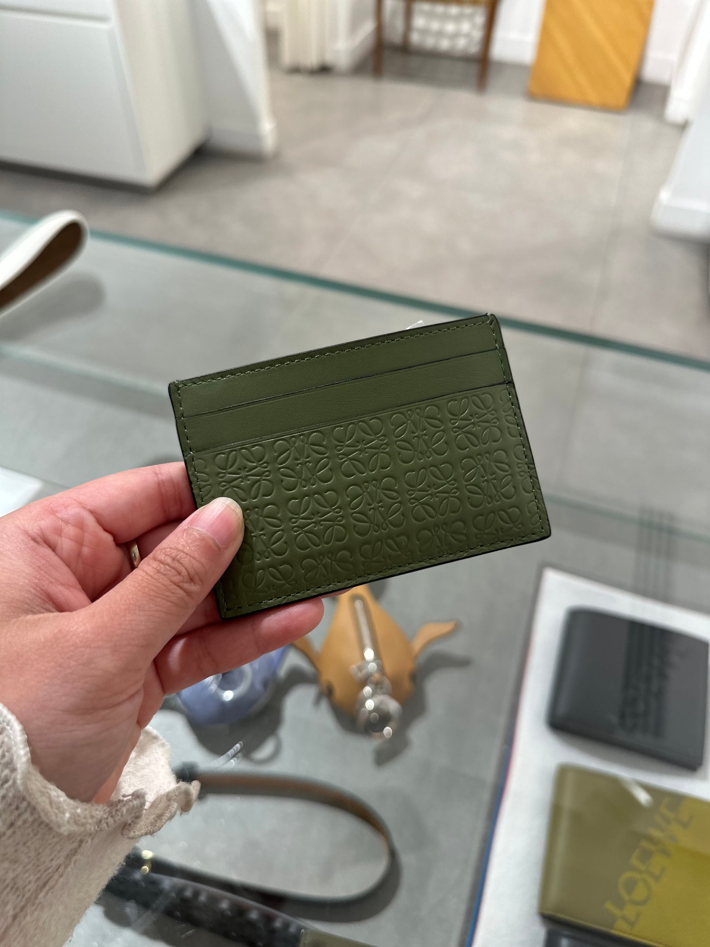 Loewe anagram card holder khaki green