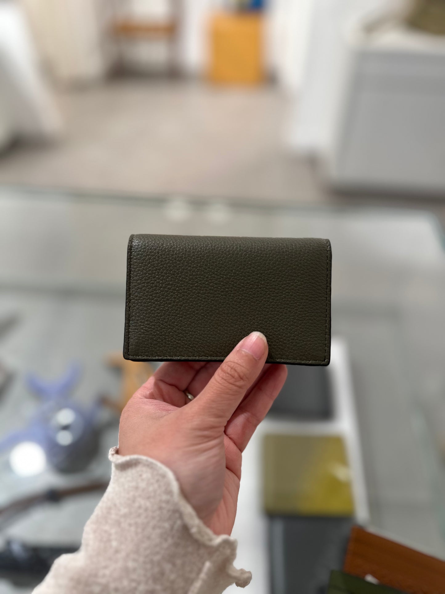 Loewe anagram business card holder khaki green