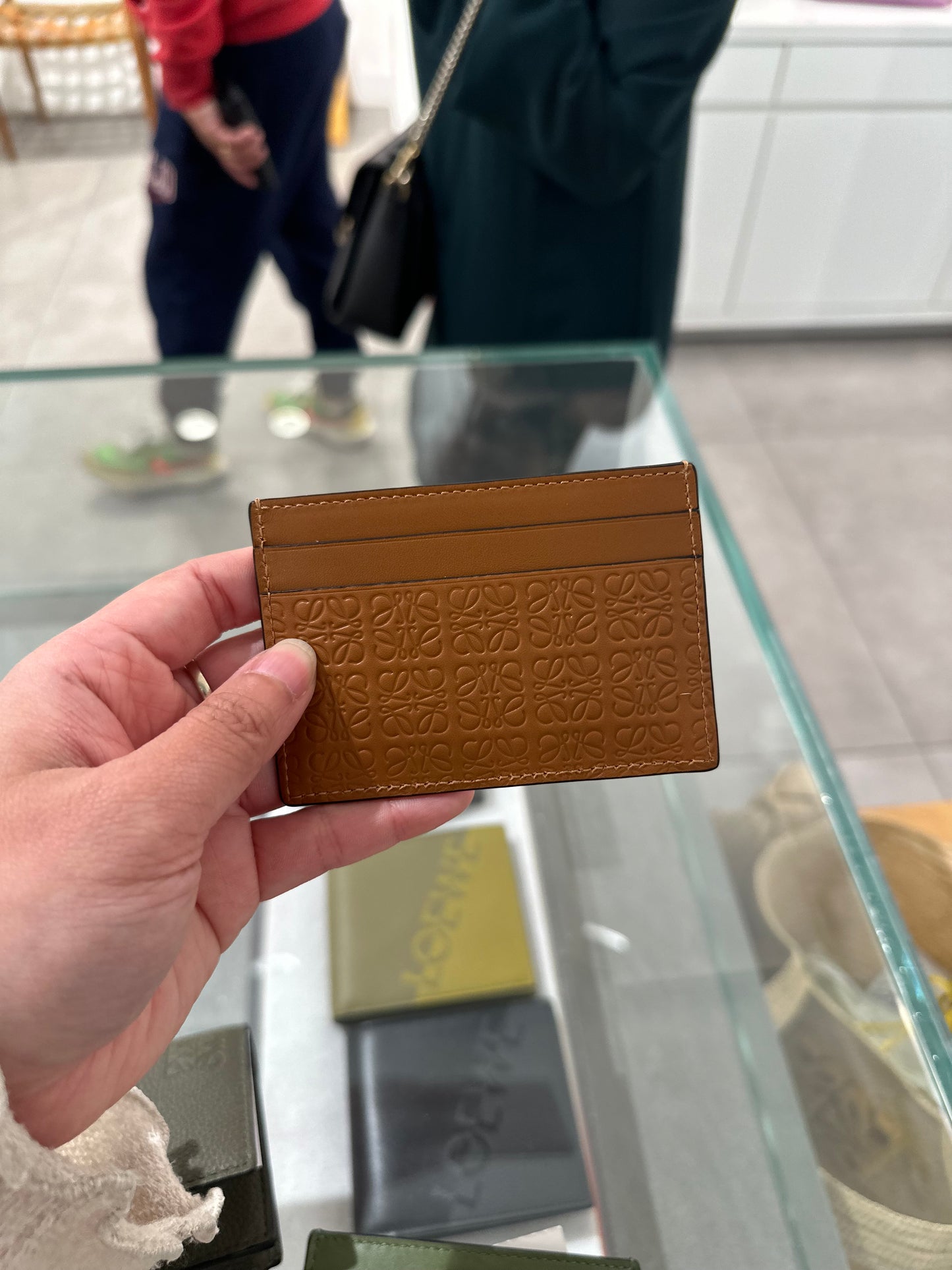 Loewe anagram card holder tan