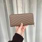 Ysl zipper long wallet大象灰taupe