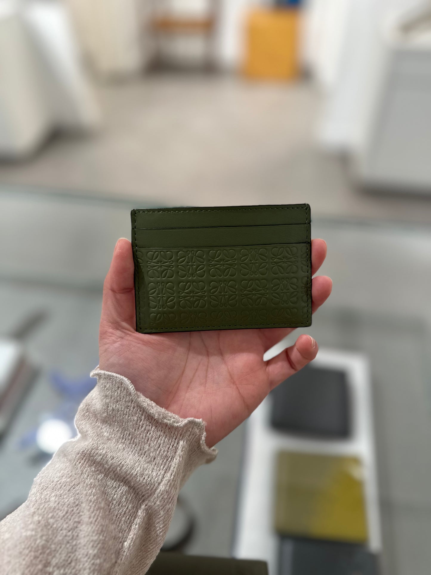 Loewe anagram card holder khaki green