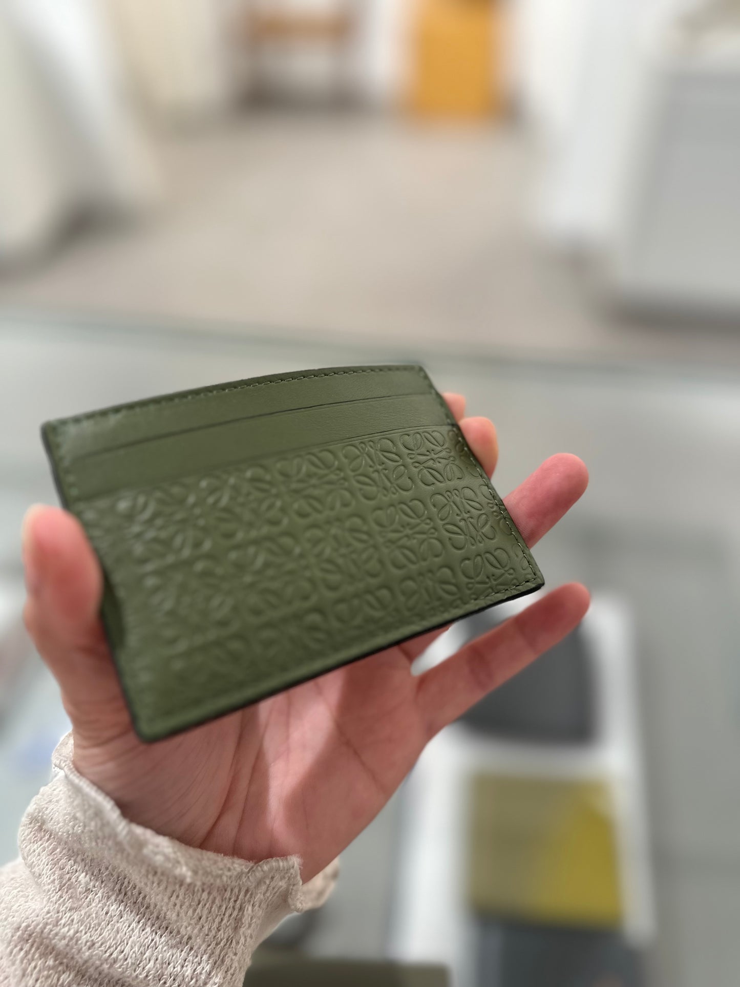 Loewe anagram card holder khaki green