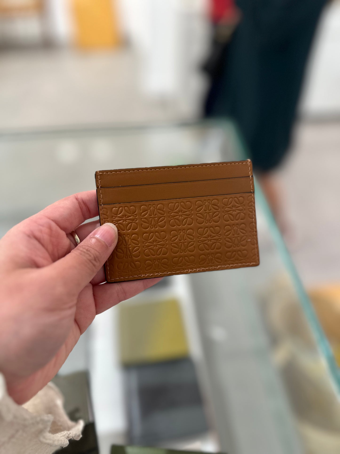 Loewe anagram card holder tan