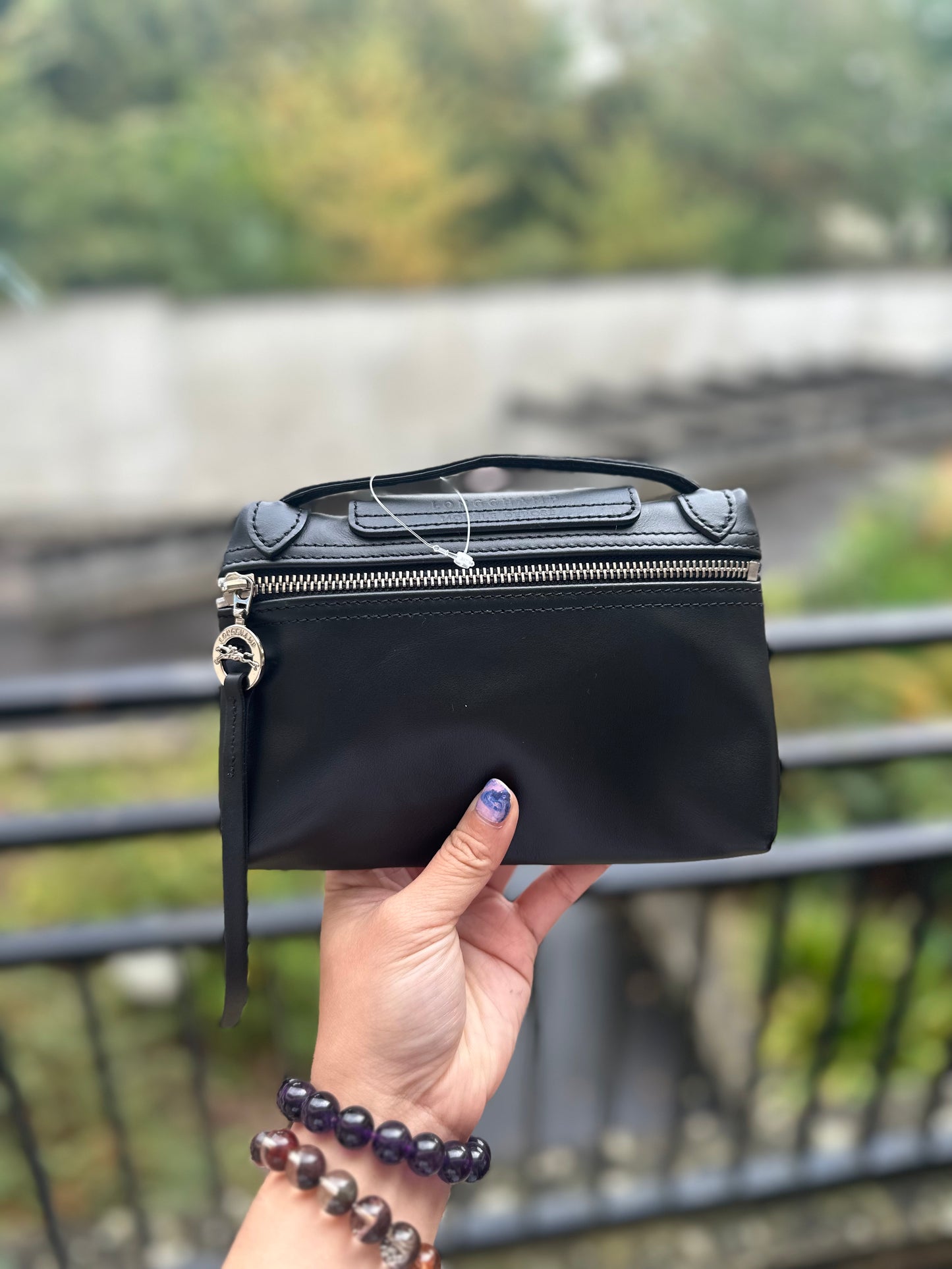 Lonchamp crossbody bag mini black in calfskin