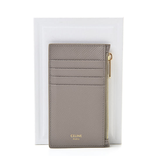 Zipper compact card holder in pebble