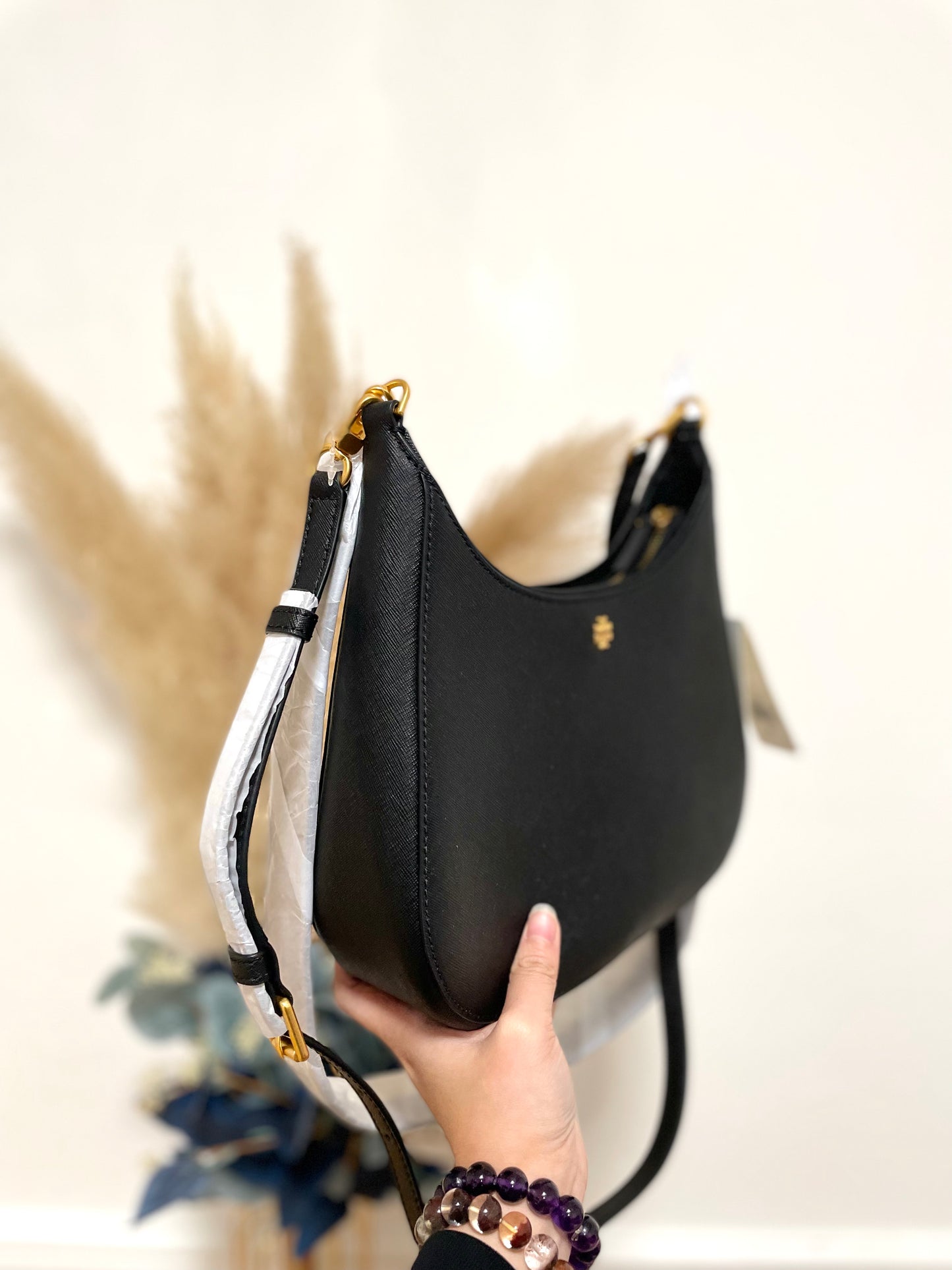 十字紋雙帶crossbody hobo bag