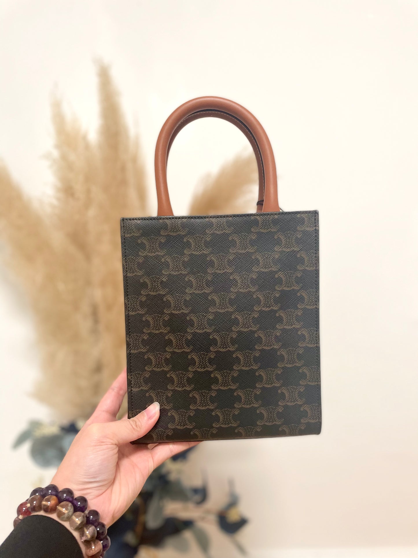 Celine triomphe mini tote black