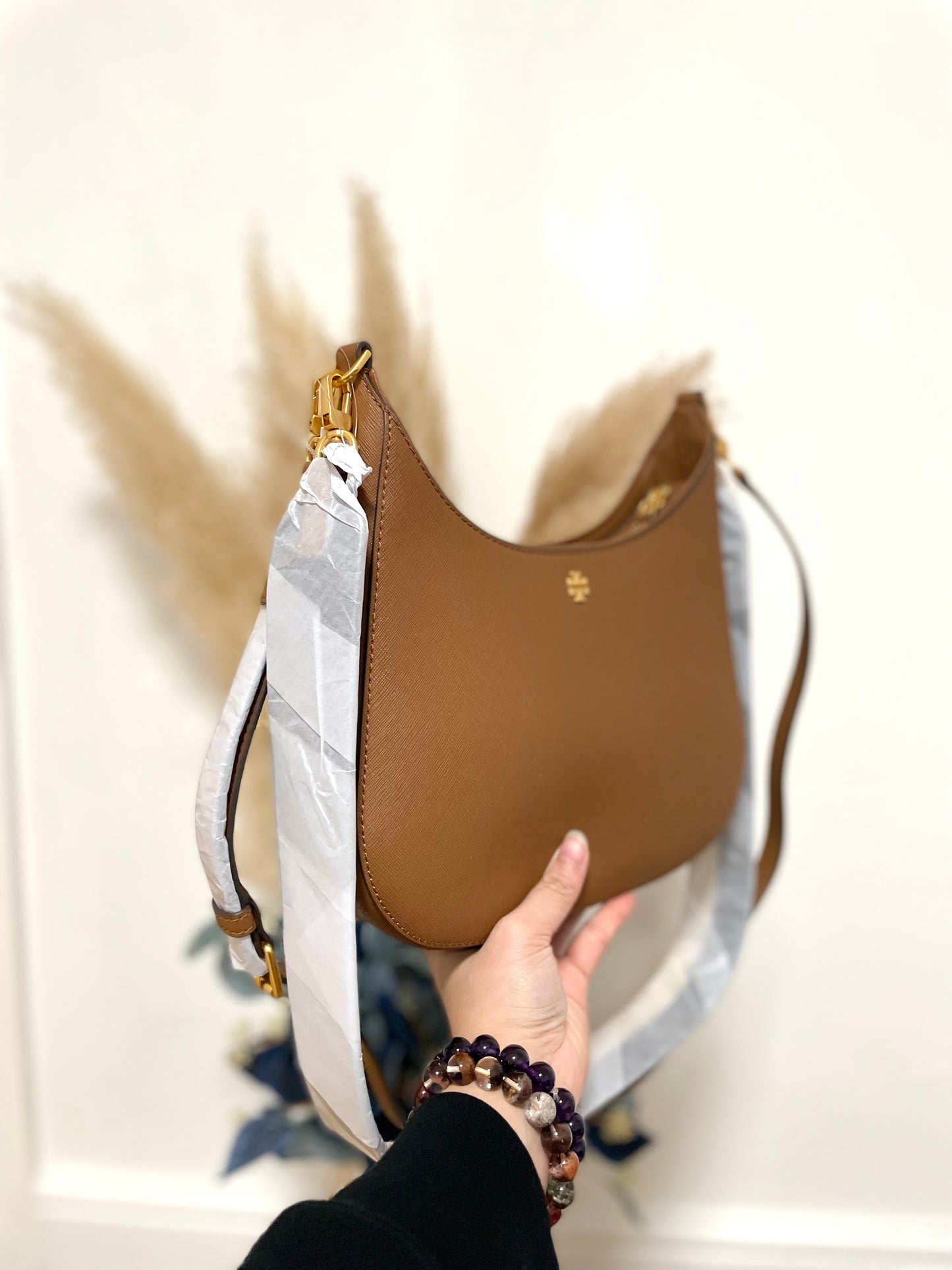 十字紋雙帶crossbody hobo bag