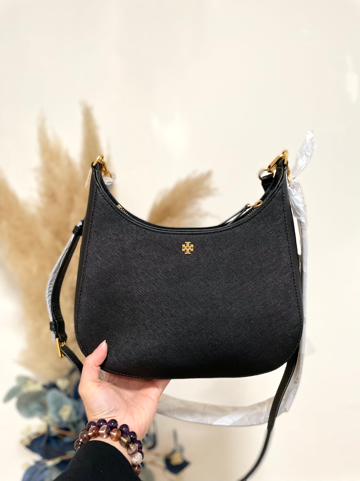 十字紋雙帶crossbody hobo bag