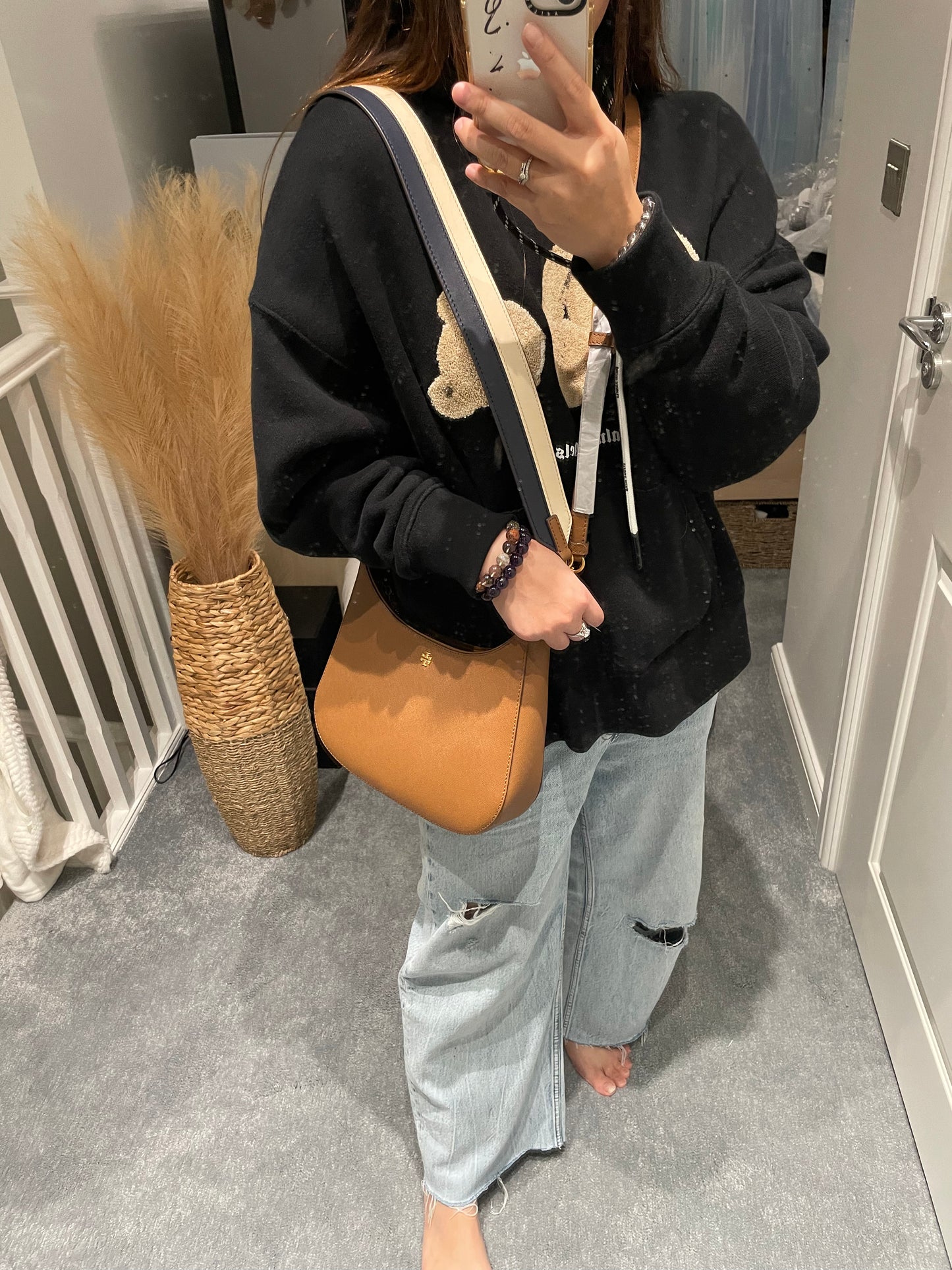 十字紋雙帶crossbody hobo bag