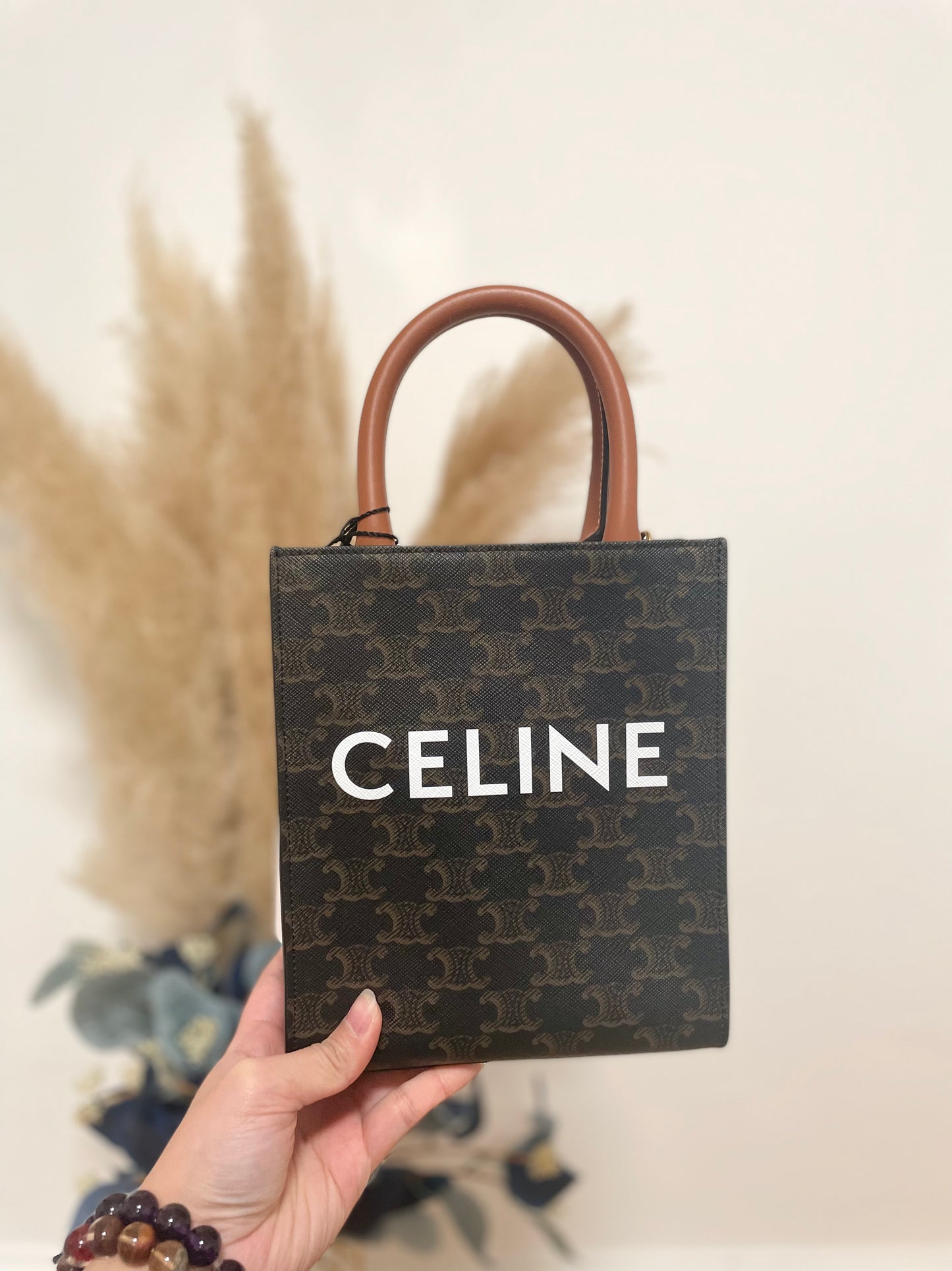 Celine triomphe mini tote black