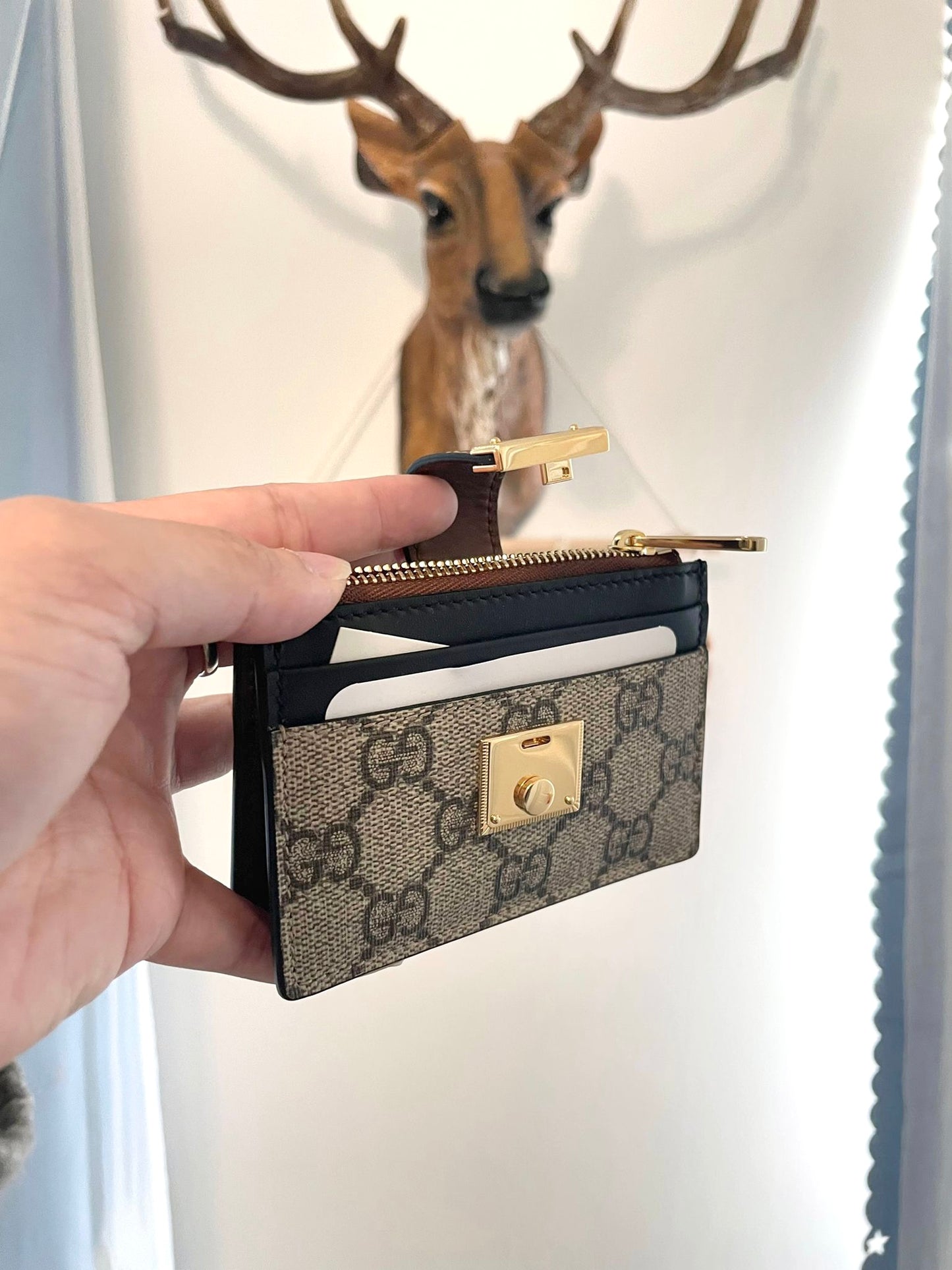 Monogram zipper card holder